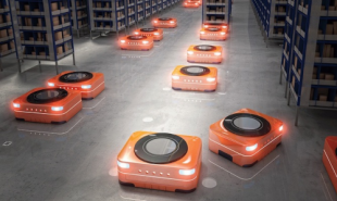 autonomous robots working in a warehouse